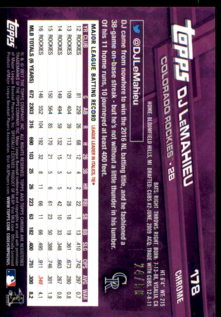 2017 Topps Chrome Gold Wave Refractors #178 DJ LeMahieu