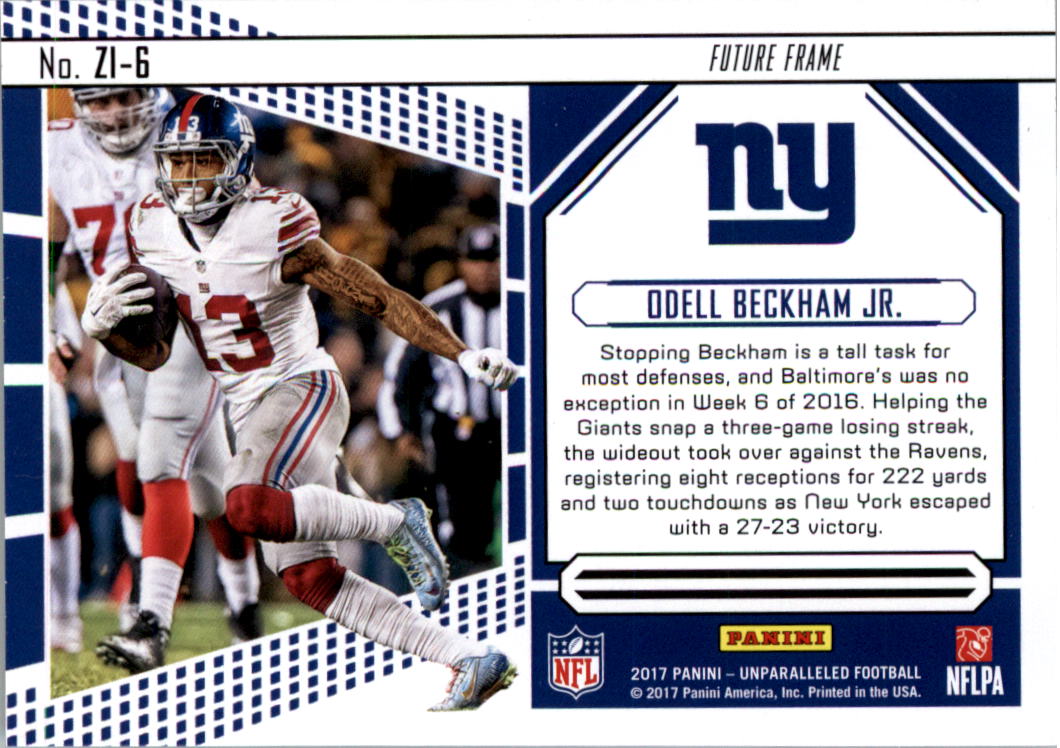 2017 Panini Unparalleled Zoned In #6 Odell Beckham Jr. back image