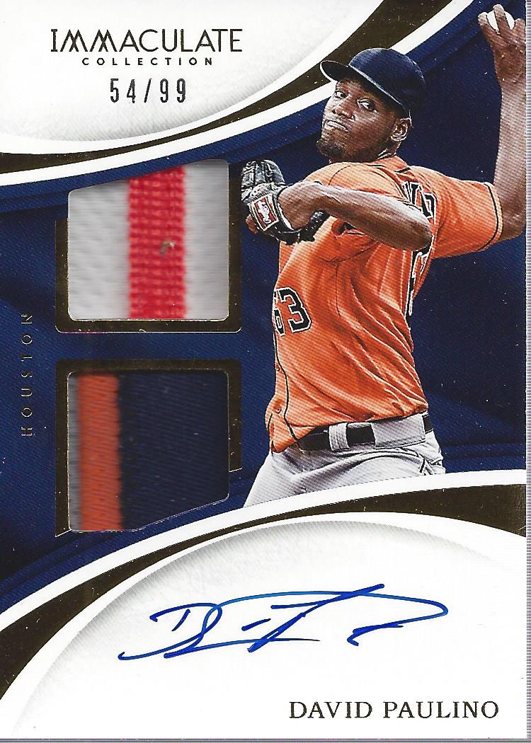 2017 Immaculate Collection Immaculate Signatures Patches Rookie #14 David Paulino/99