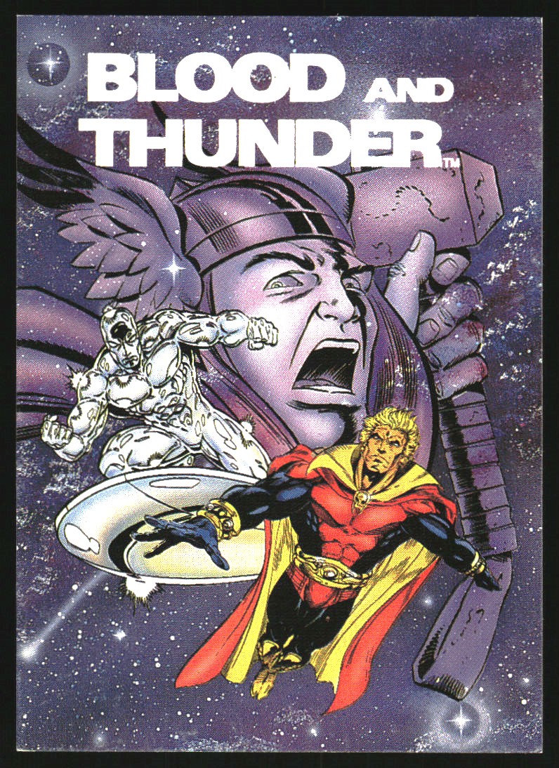 1993 Marvel Blood and Thunder Checklist Promo #NNO Thor and Silver Surfer
