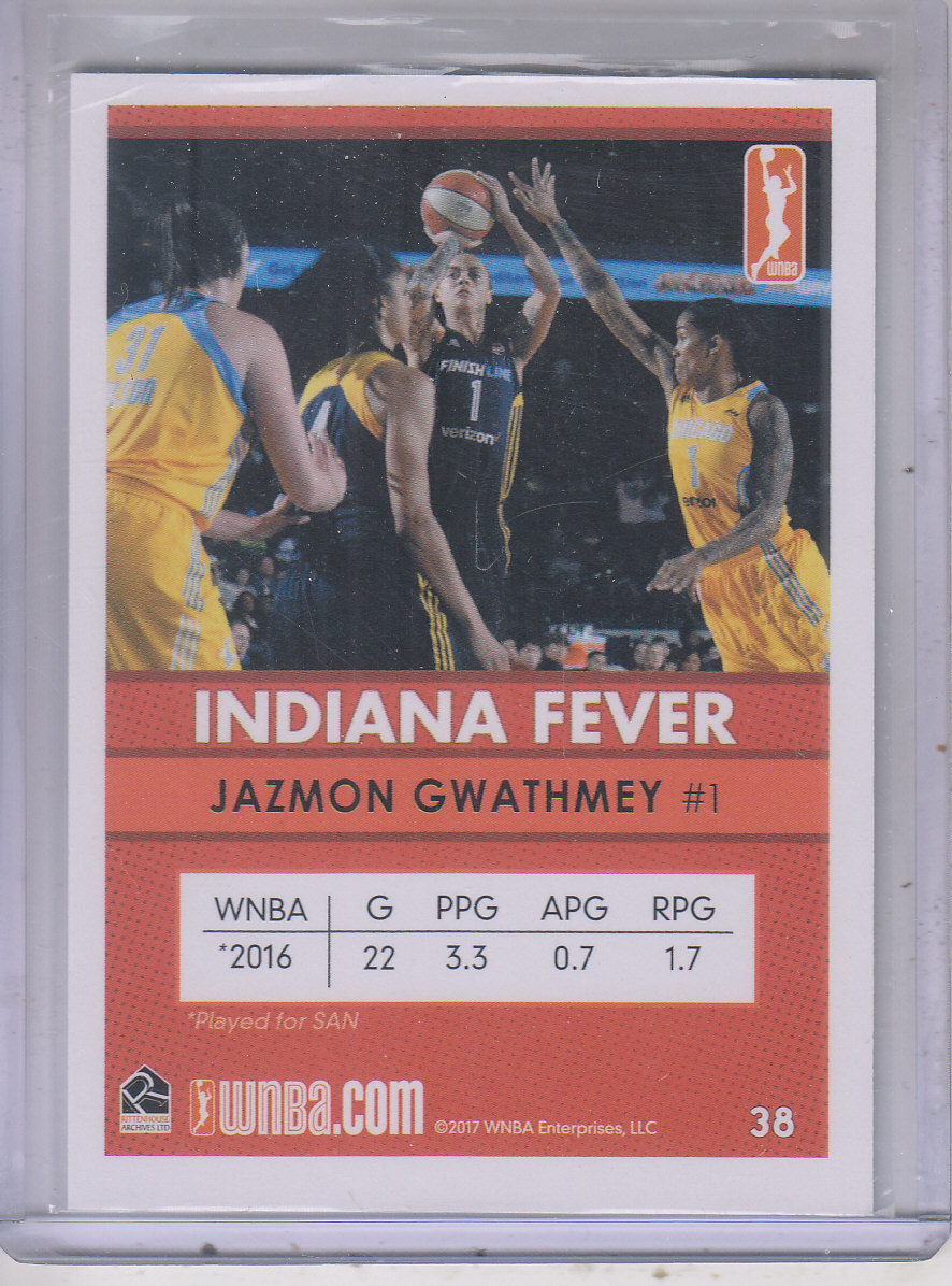 2017 WNBA #38 Jazmon Gwathmey RC back image