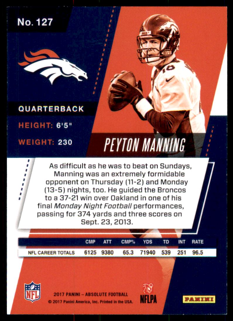 2017 Absolute Spectrum Red #127 Peyton Manning back image