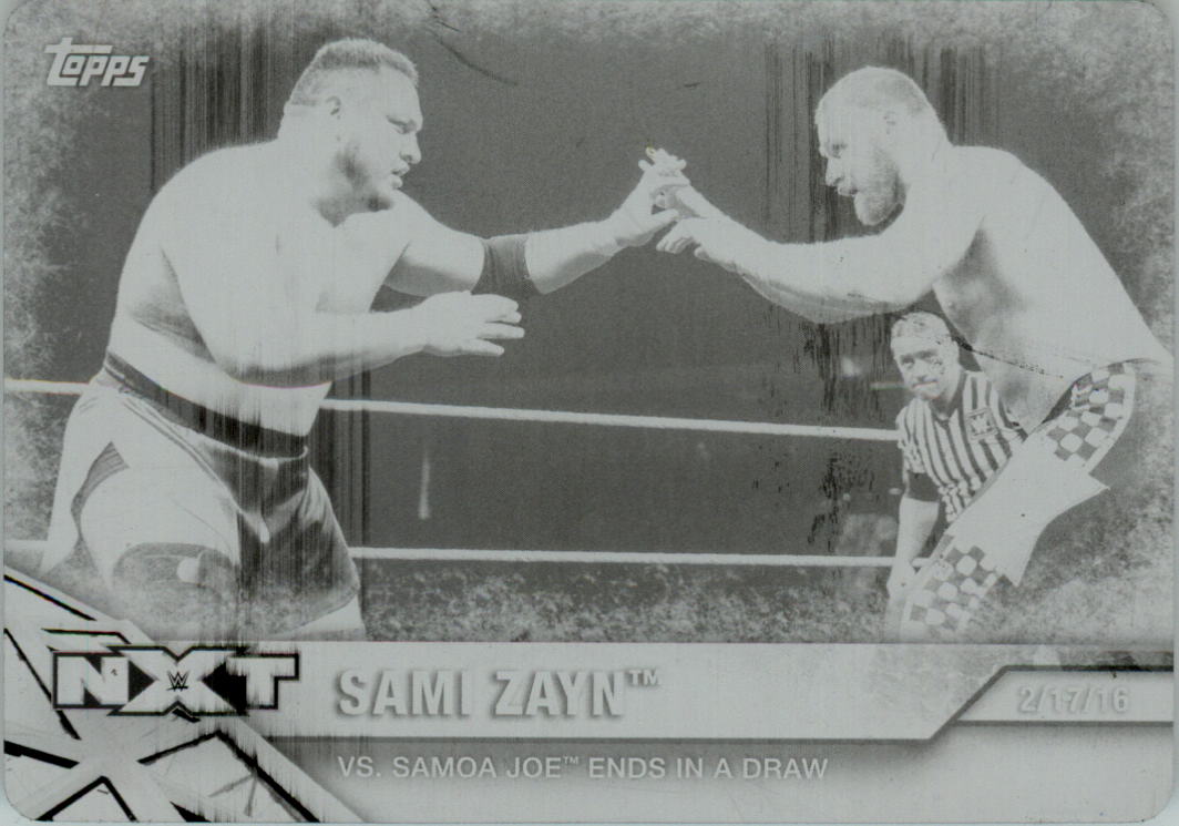 2017 Topps WWE NXT Matches and Moments Printing Plates Black #20 Sami Zayn vs. Samoa Joe Ends in a Draw