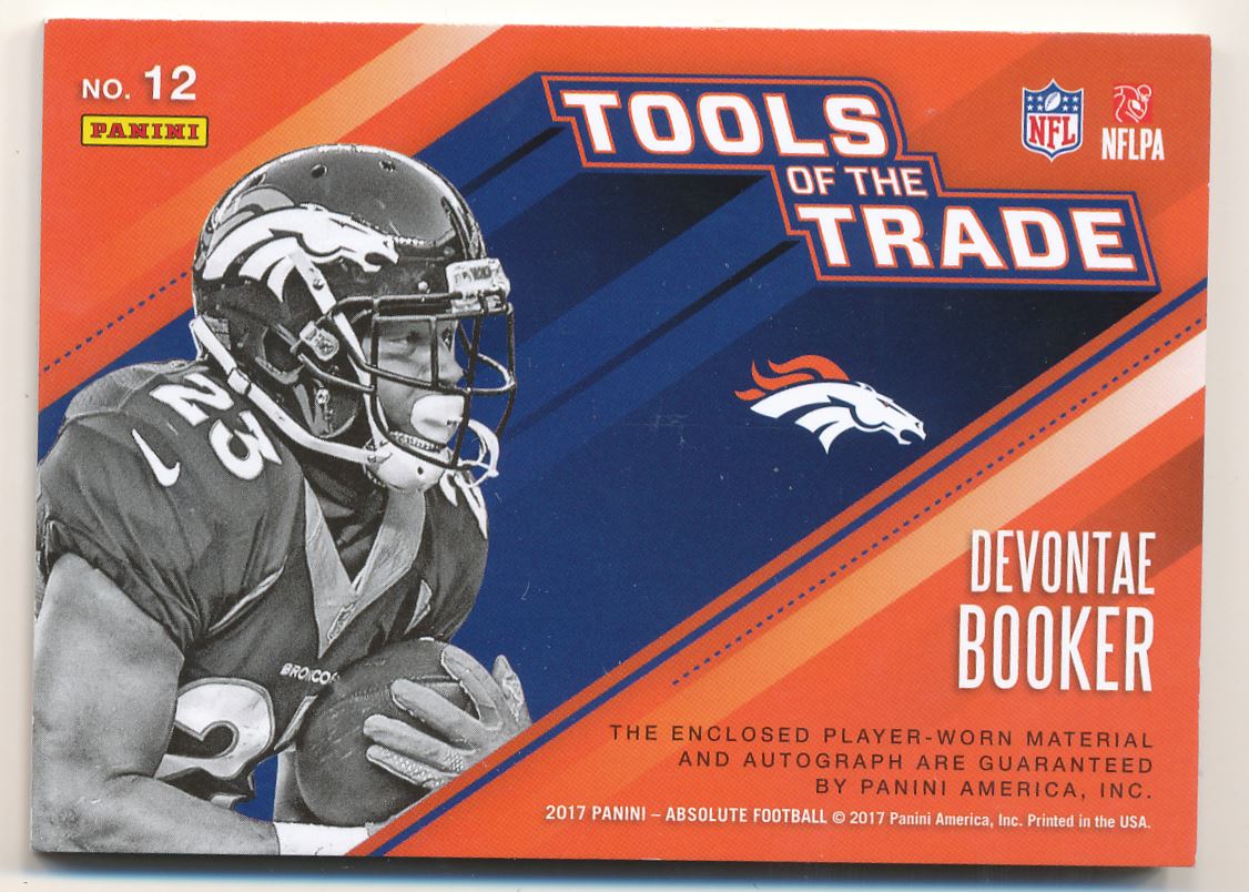 2017 Absolute Tools of the Trade Triple Material Autographs #12 Devontae Booker/49 back image