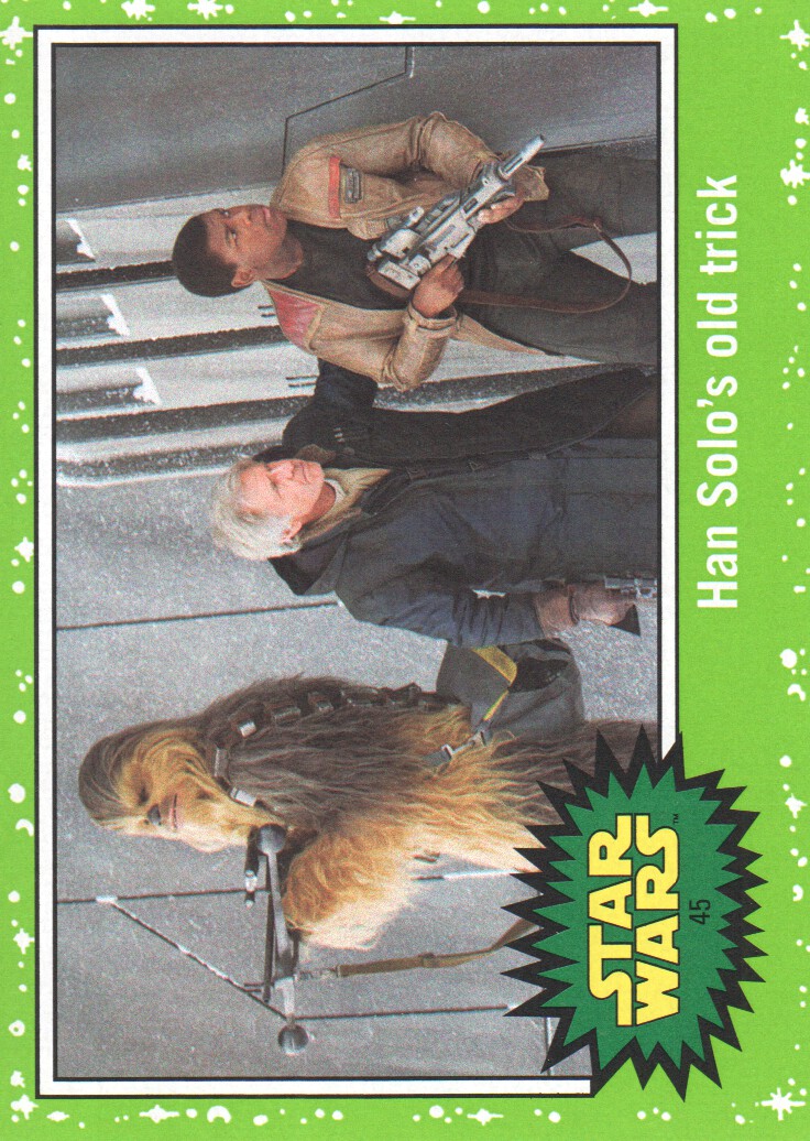 2017 Topps Star Wars Journey to The Last Jedi Green Starfield #45 Han Solo's old trick