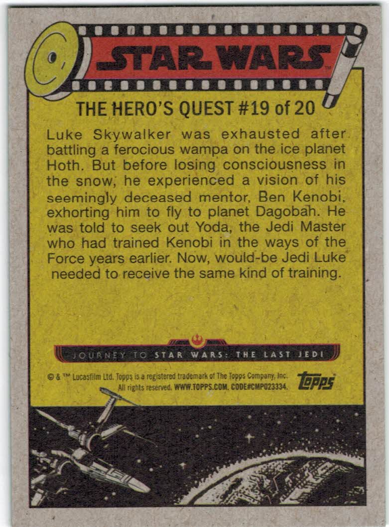2017 Topps Star Wars Journey to The Last Jedi Green Starfield #69 In Search of the Jedi Master back image