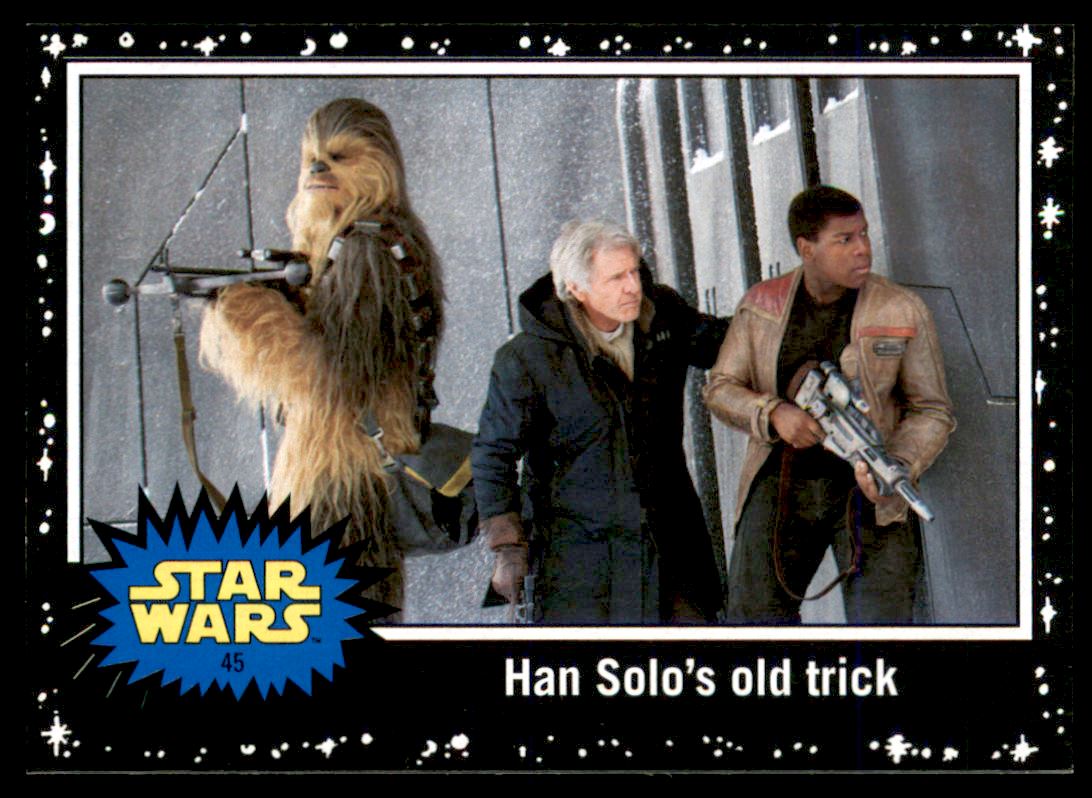 2017 Topps Star Wars Journey to The Last Jedi Black Starfield #45 Han Solo's old trick