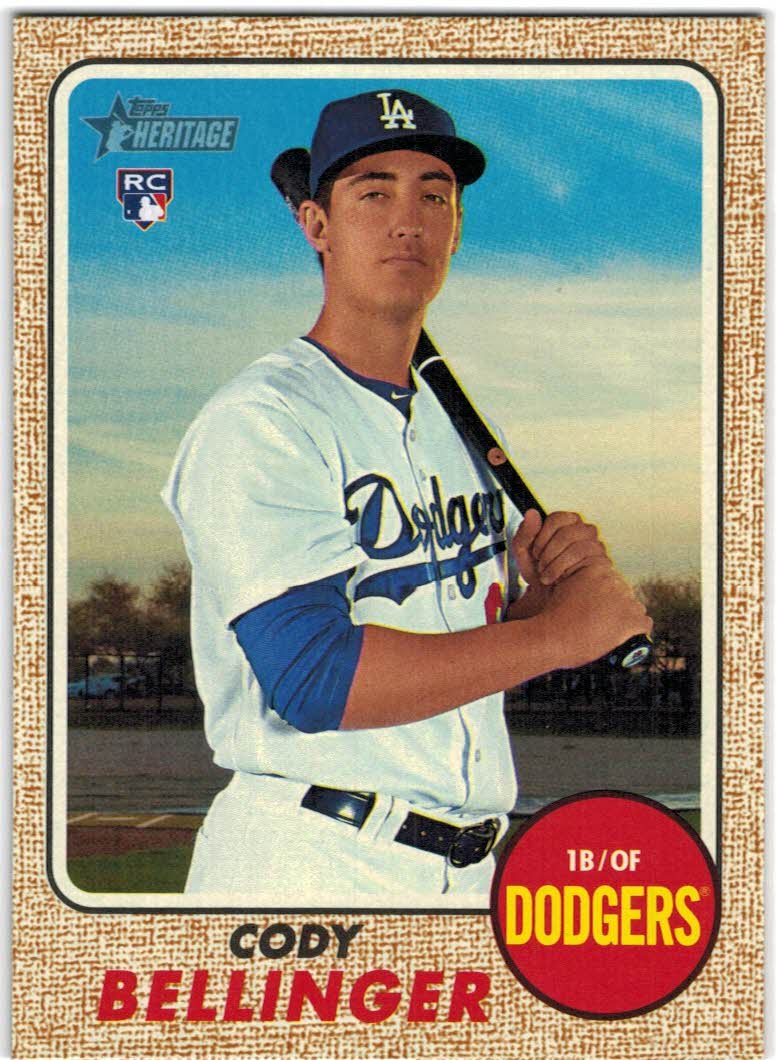 2017 TOPPS HERITAGE CODY BELLINGER ROOKIE CARD #678 DODGERS