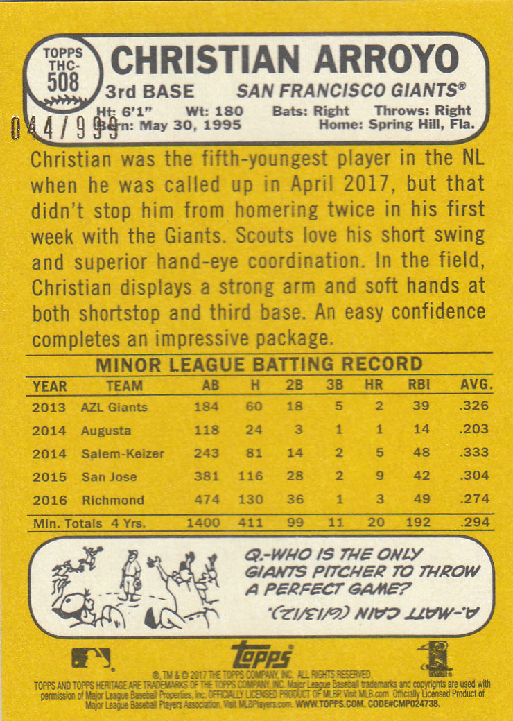 2017 Topps Heritage Baseball "Insert and Parallel" Cards - Picture 13 of 43