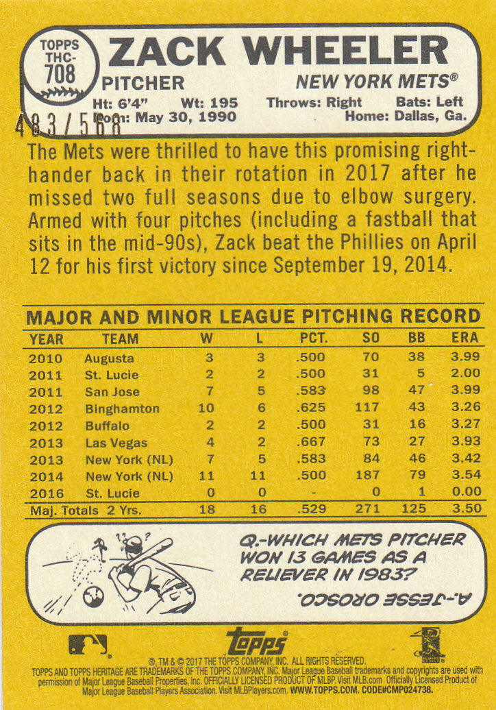 2017 Topps Heritage Baseball "Insert and Parallel" Cards - Picture 17 of 43