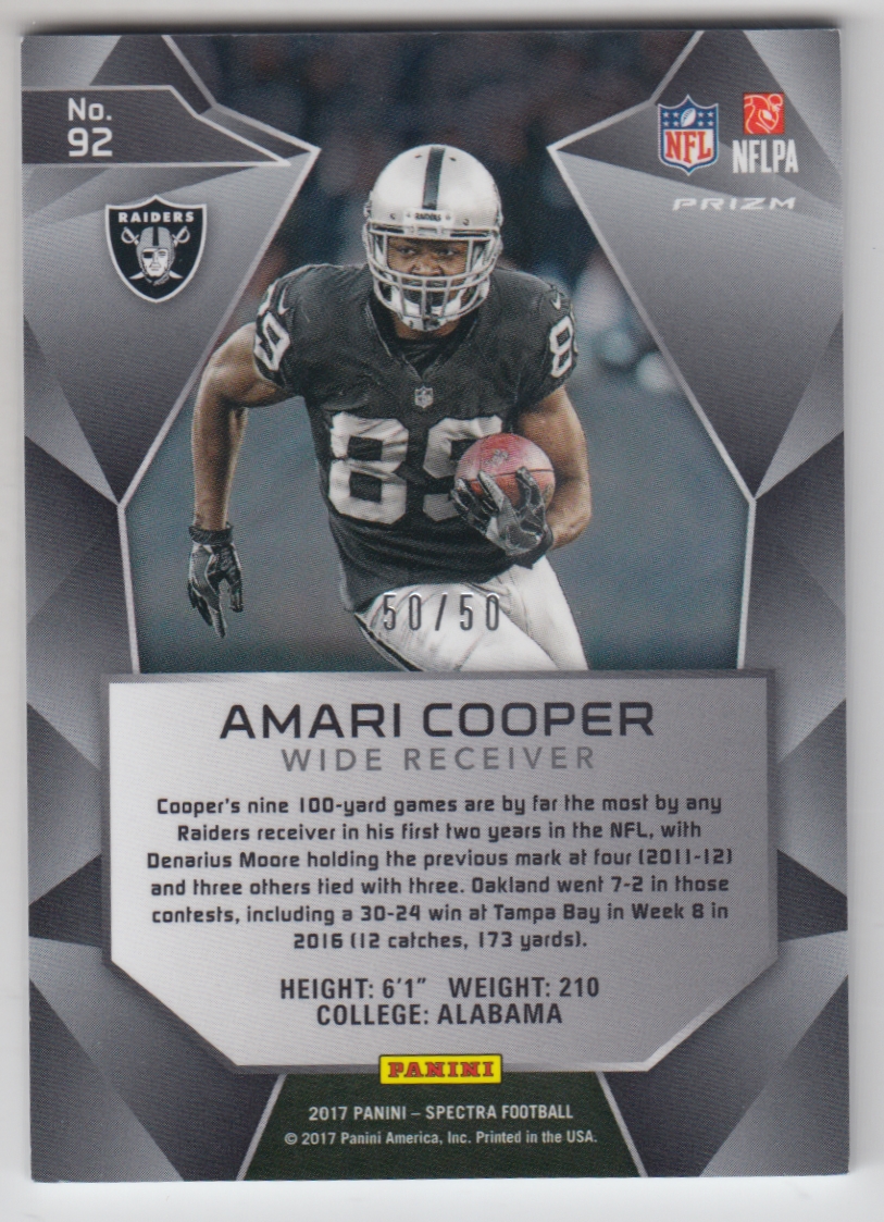 2017 Panini Spectra Neon Blue #92 Amari Cooper