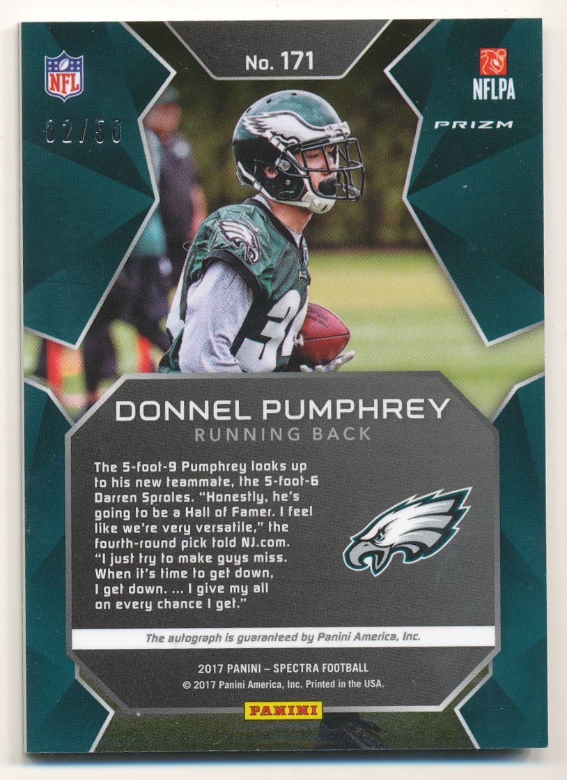 2017 Panini Spectra Neon Green #171 Donnel Pumphrey AU