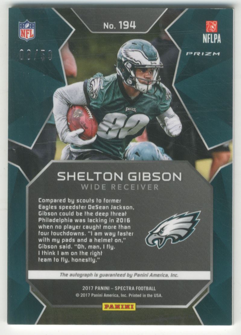 2017 Panini Spectra Neon Green #194 Shelton Gibson AU