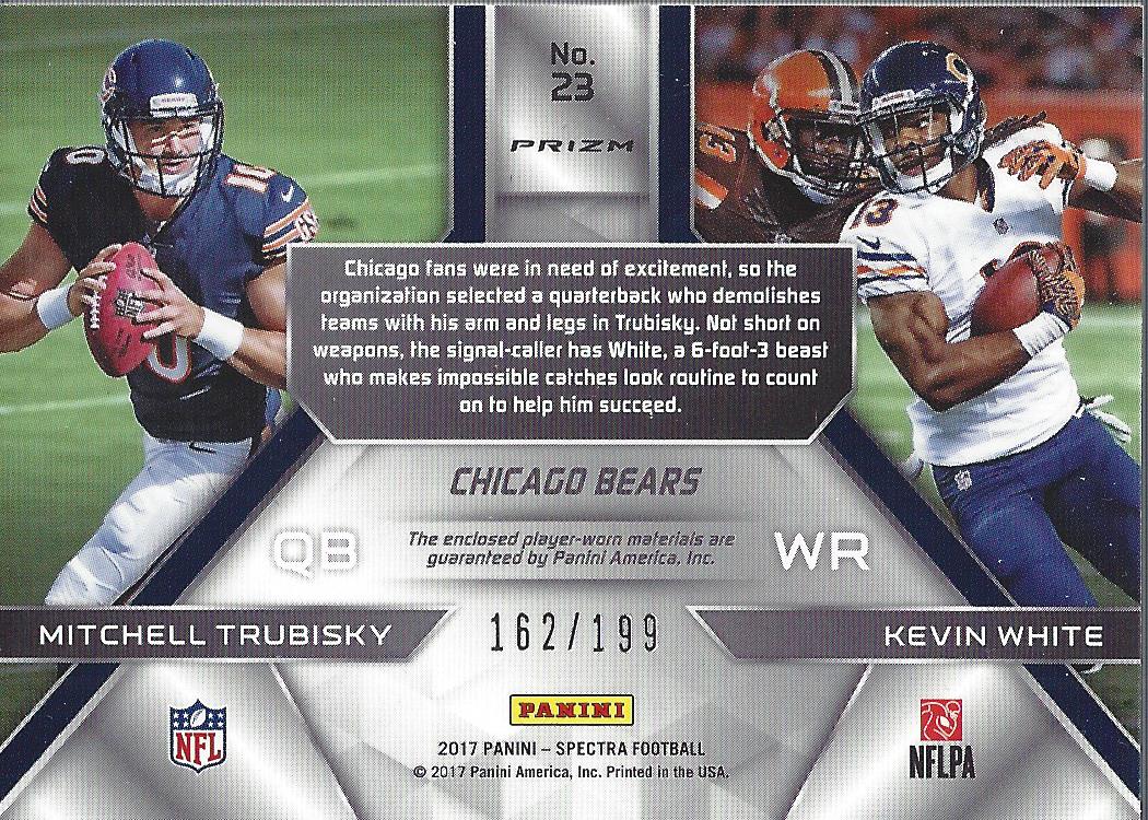 2017 Panini Spectra Synced Swatches #23 Mitchell Trubisky/Kevin White/199 back image
