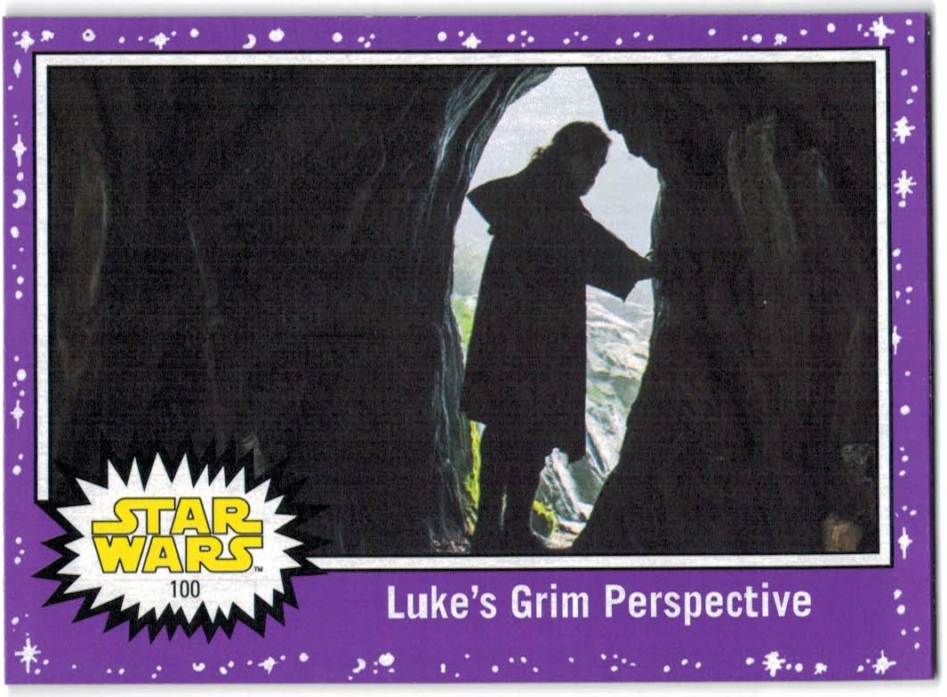 2017 Topps Star Wars Journey to The Last Jedi Purple Starfield #100 Luke's Grim Perspective