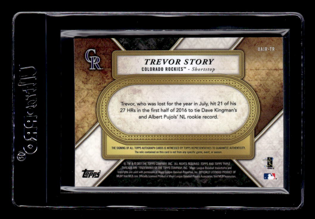 2017 Topps Triple Threads Unity Jumbo Relic Autographs Silver #UAJRTR Trevor Story back image