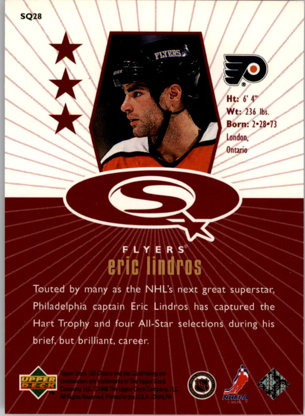 1998-99 UD Choice StarQuest Red #SQ28 Eric Lindros back image