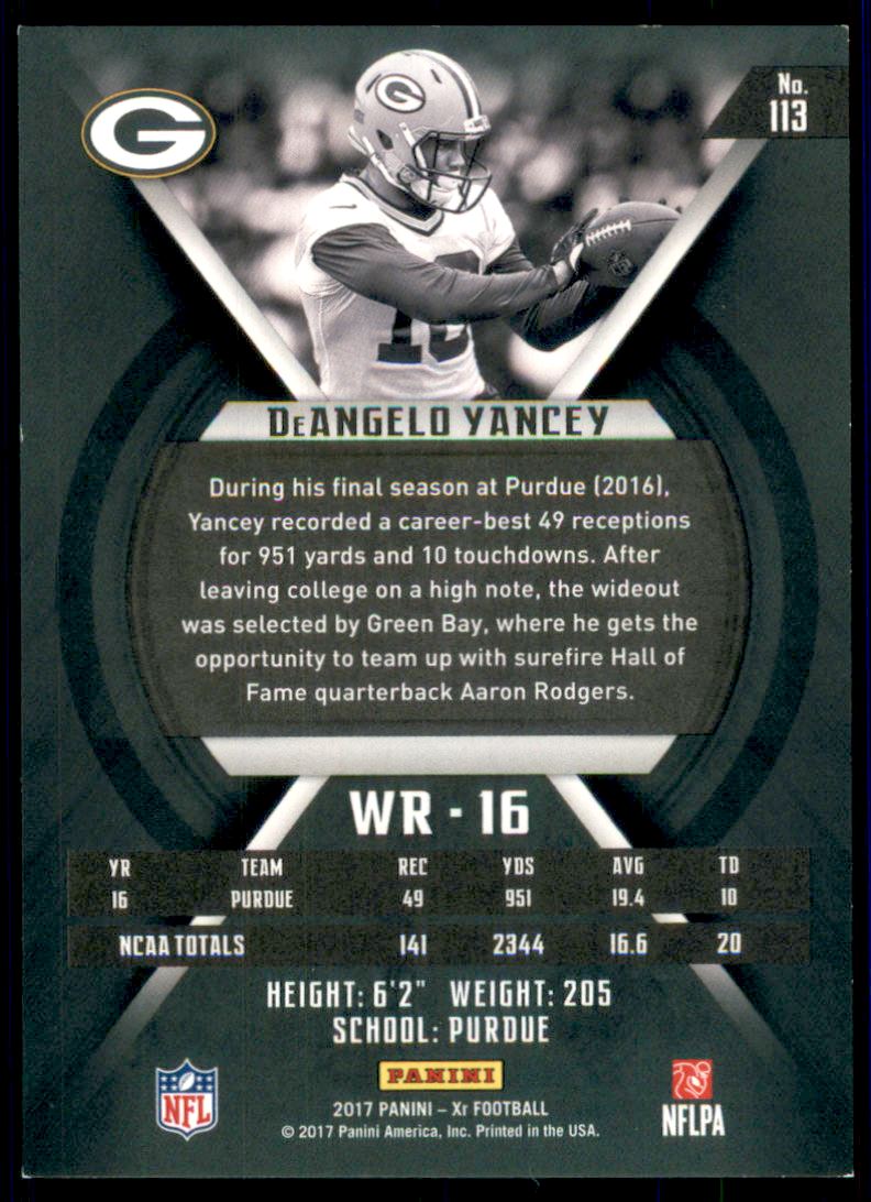 2017 Panini XR Orange #113 DeAngelo Yancey