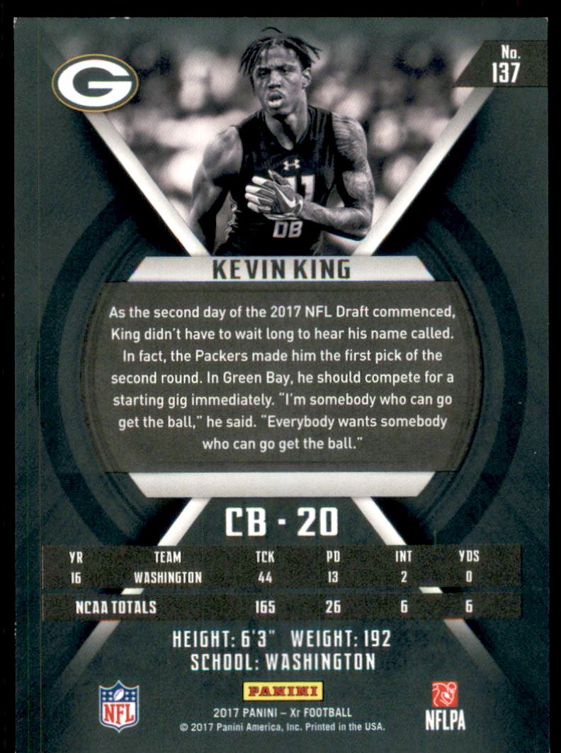 2017 Panini XR Orange #137 Kevin King