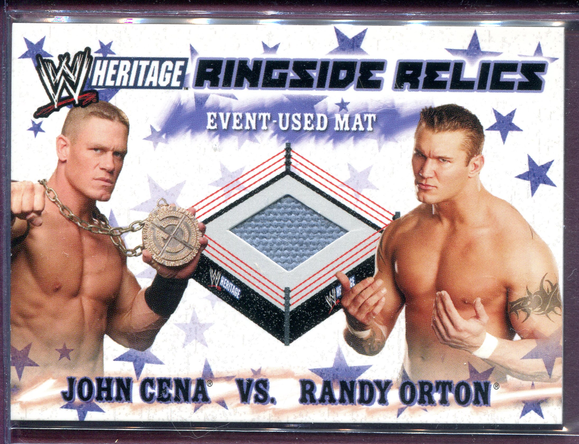 2007 Topps Heritage III WWE Event-Used Mat Ringside Relics #NNO John Cena vs. Randy Orton