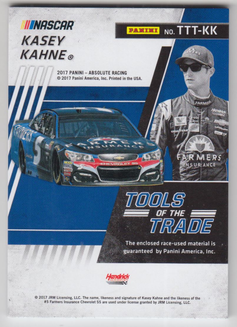2017 Absolute Tools of the Trade Trios #2 Kasey Kahne back image