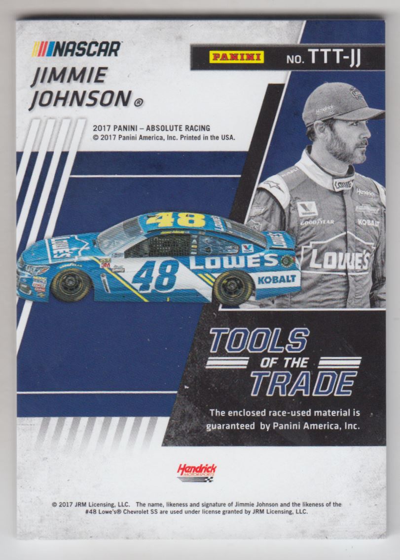 2017 Absolute Tools of the Trade Trios Spectrum Blue #3 Jimmie Johnson/49 back image