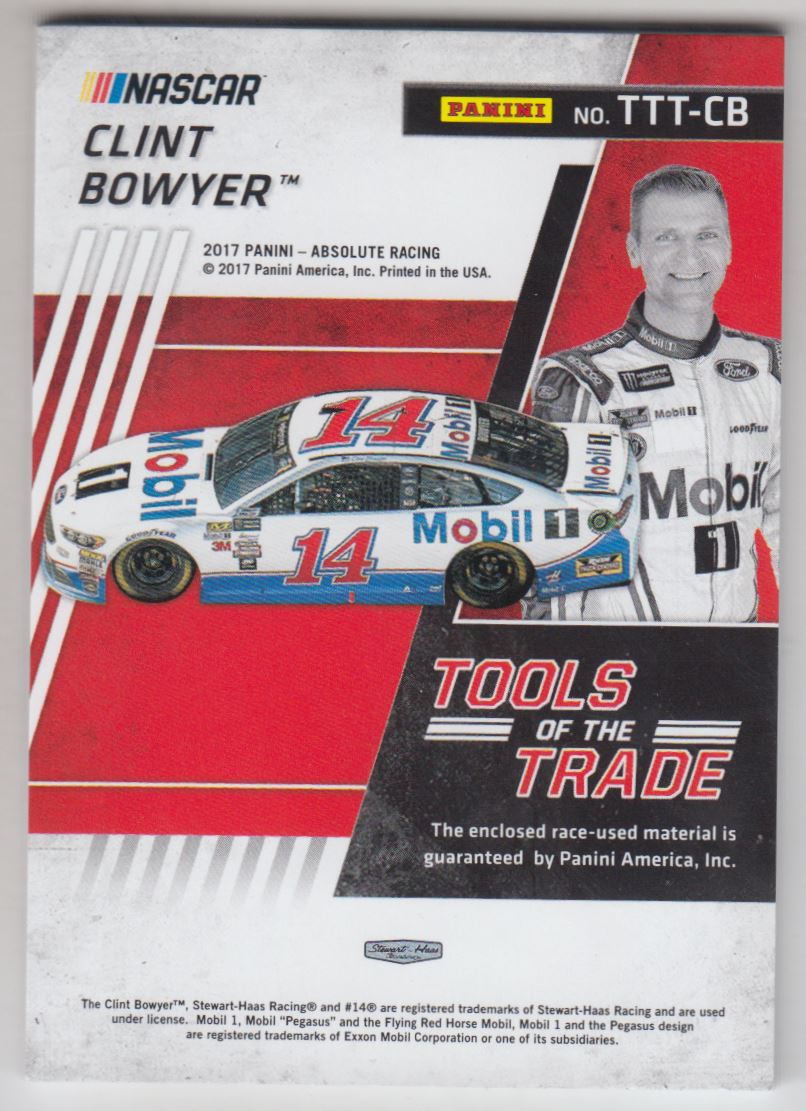 2017 Absolute Tools of the Trade Trios Spectrum Blue #9 Clint Bowyer/49 back image