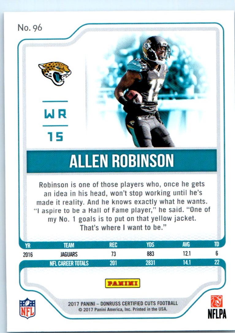 2017 Certified Cuts #96 Allen Robinson back image