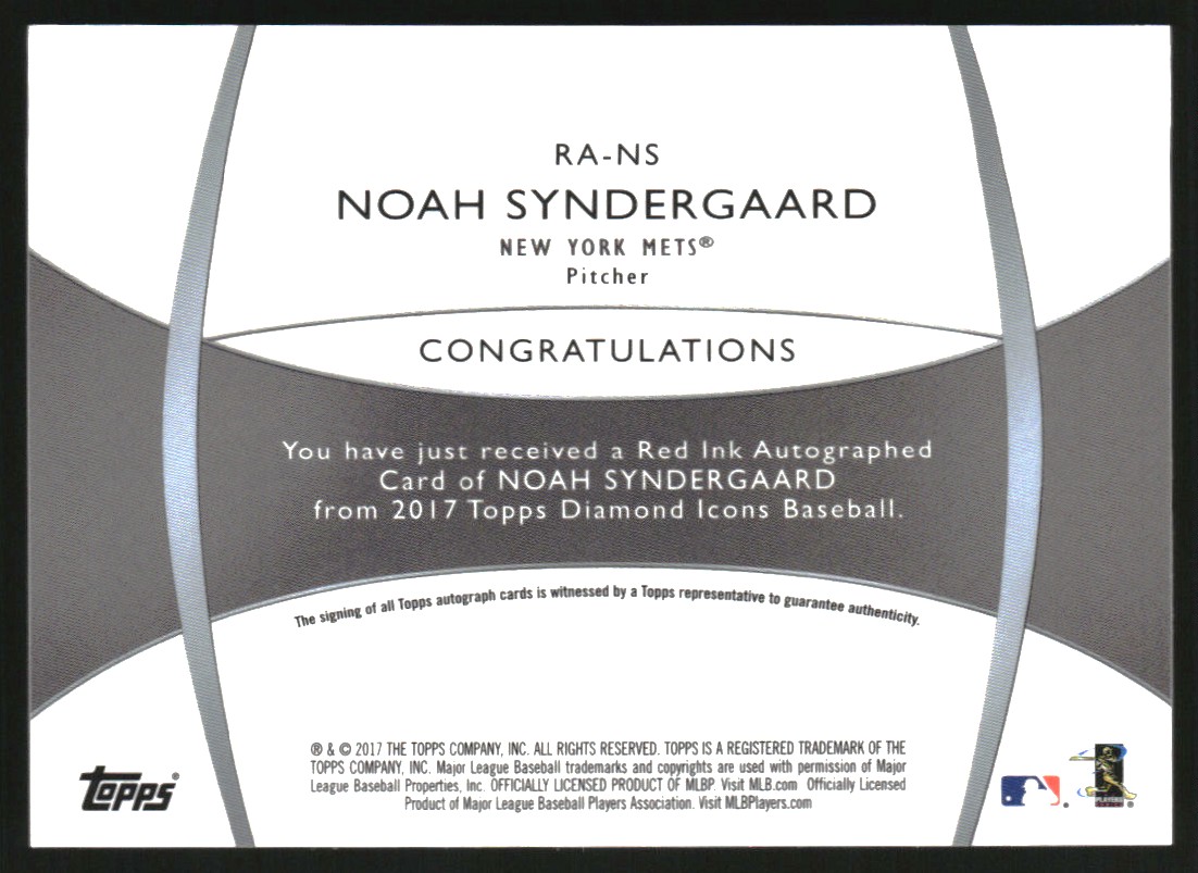 2017 Topps Diamond Icons Red Ink Autographs #RANS Noah Syndergaard