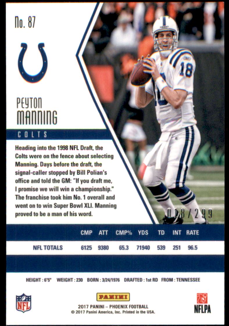 2017 Panini Phoenix Red #87 Peyton Manning