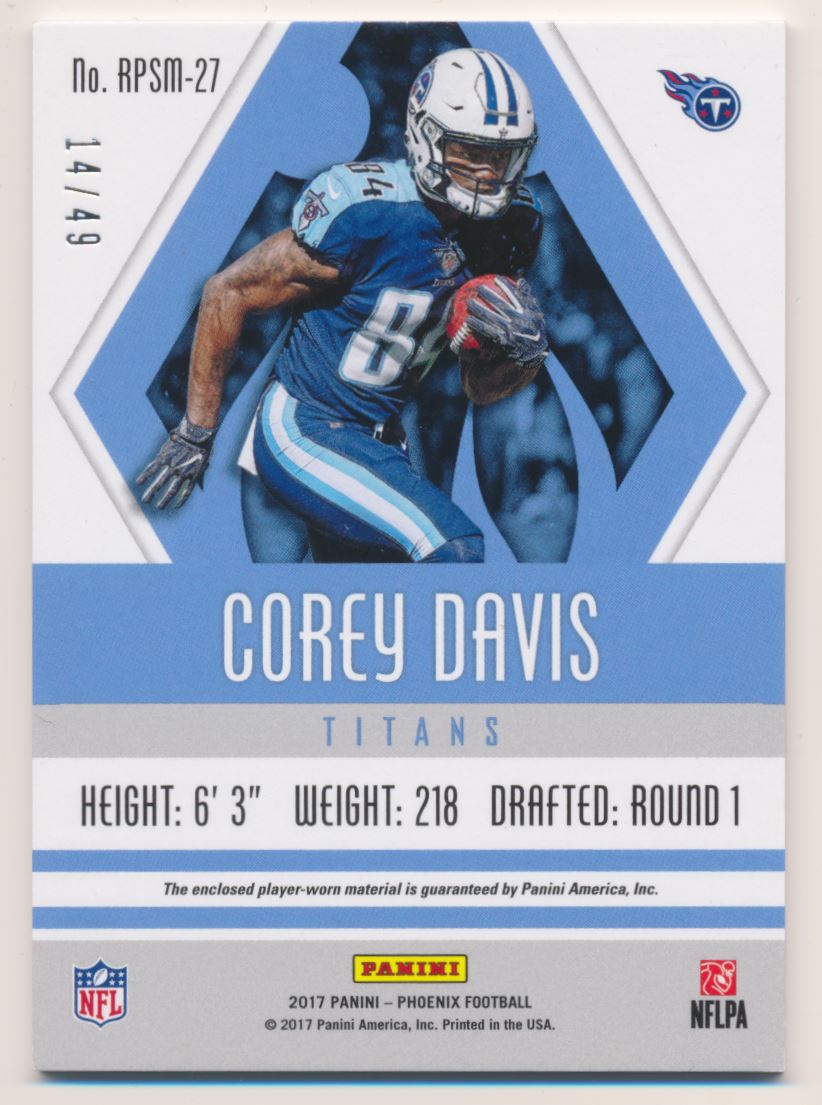 2017 Panini Phoenix Rookie Jerseys Orange #27 Corey Davis