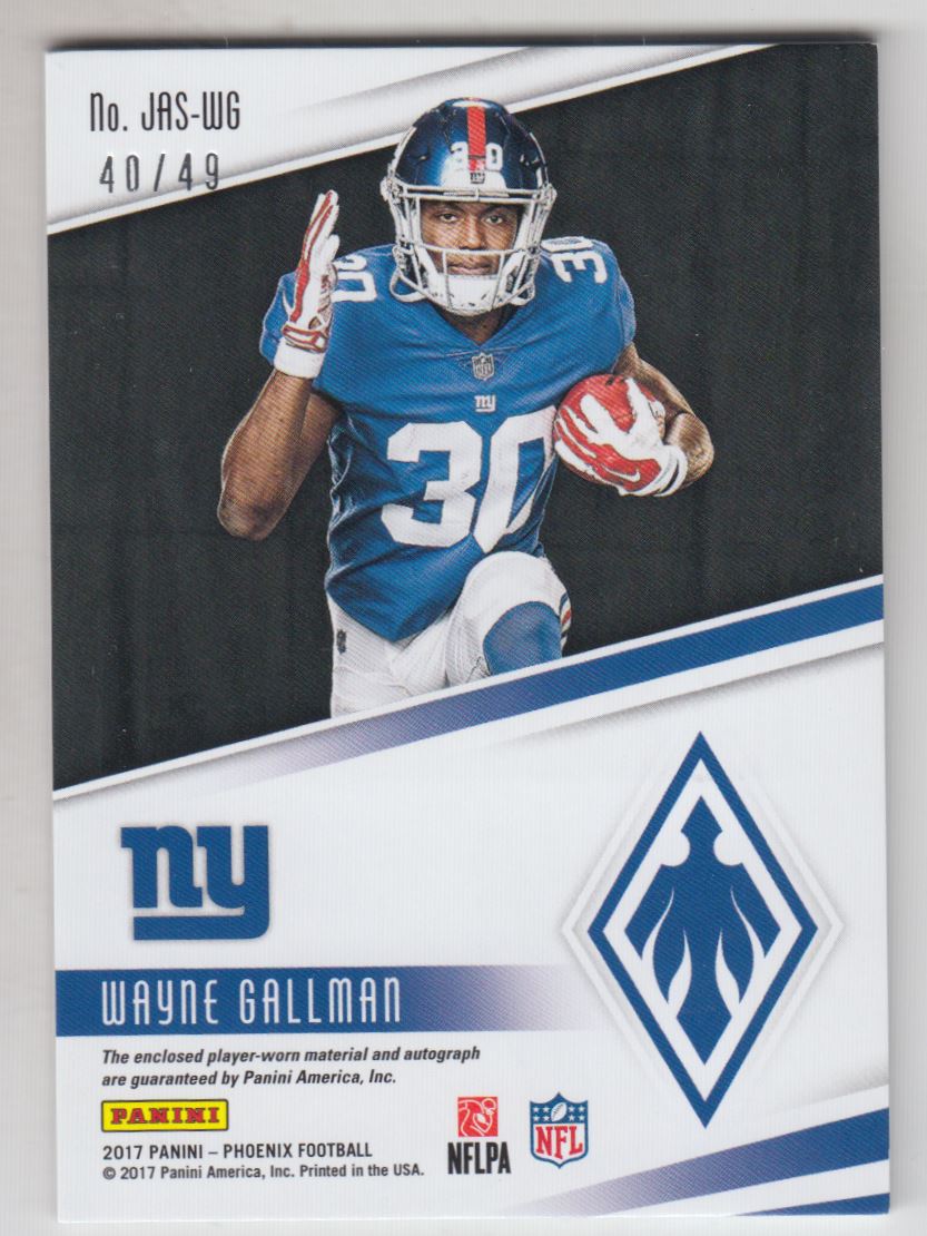 2017 Panini Phoenix Rookie Jumbo Patch Autographs Orange #26 Wayne Gallman/49