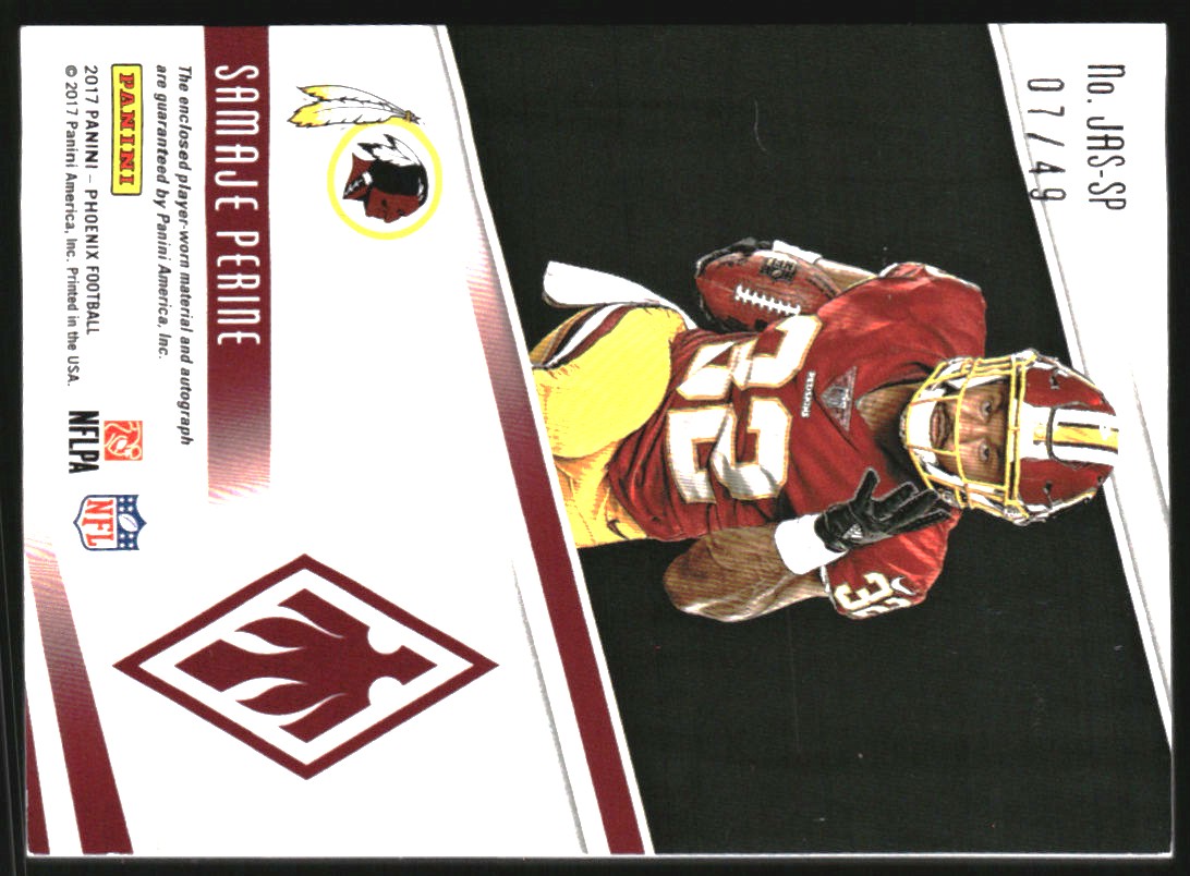 2017 Panini Phoenix Rookie Jumbo Patch Autographs Orange #40 Samaje Perine/49
