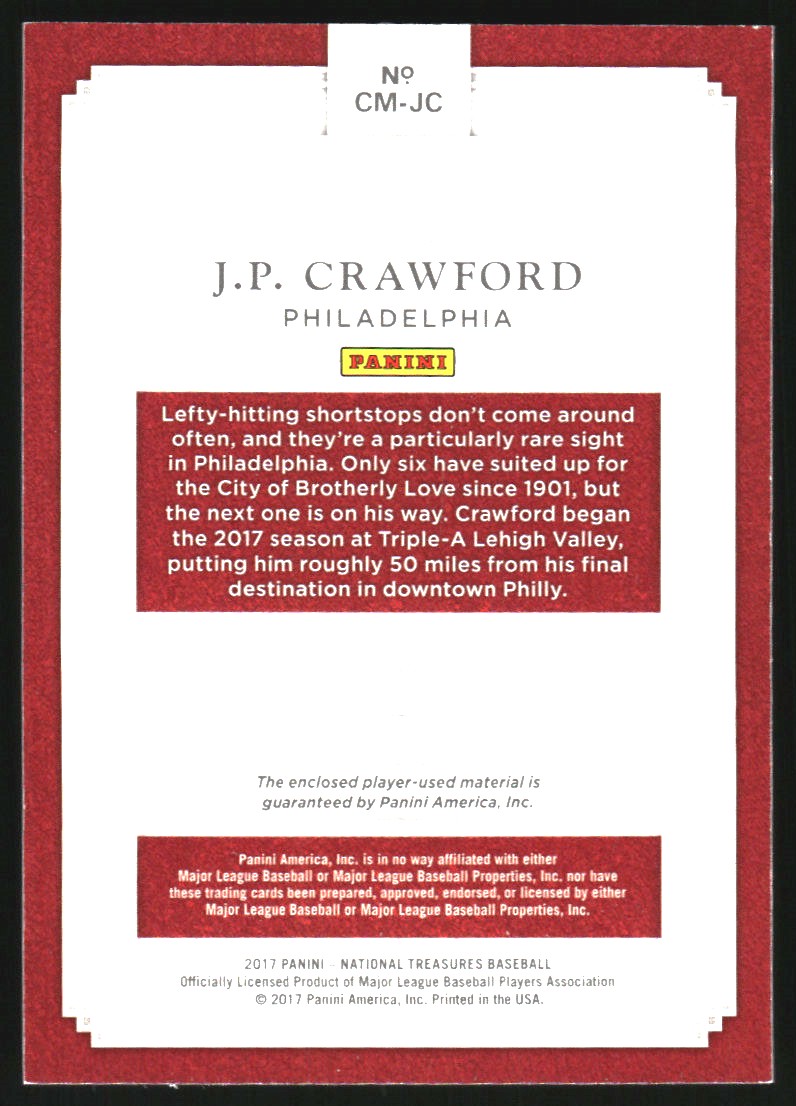 2017 Panini National Treasures Colossal Materials #28 J.P. Crawford/99