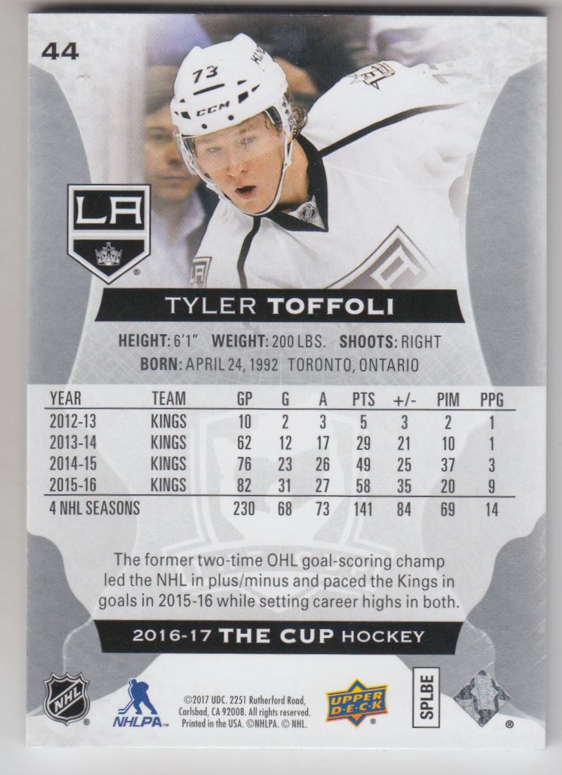 2016-17 The Cup #44 Tyler Toffoli back image