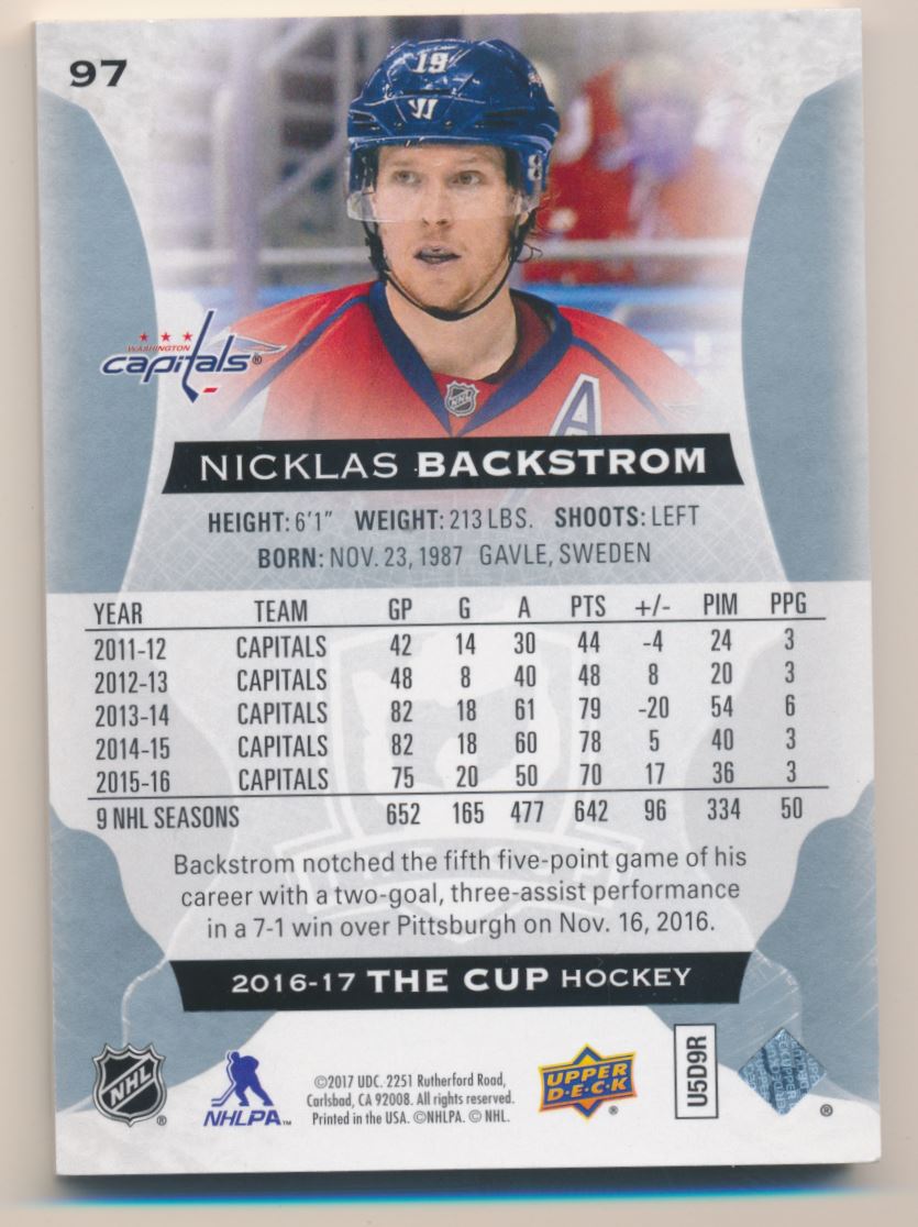 2016-17 The Cup #97 Nicklas Backstrom back image