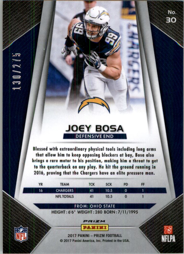 2017 Panini Prizm Prizms Orange #30 Joey Bosa