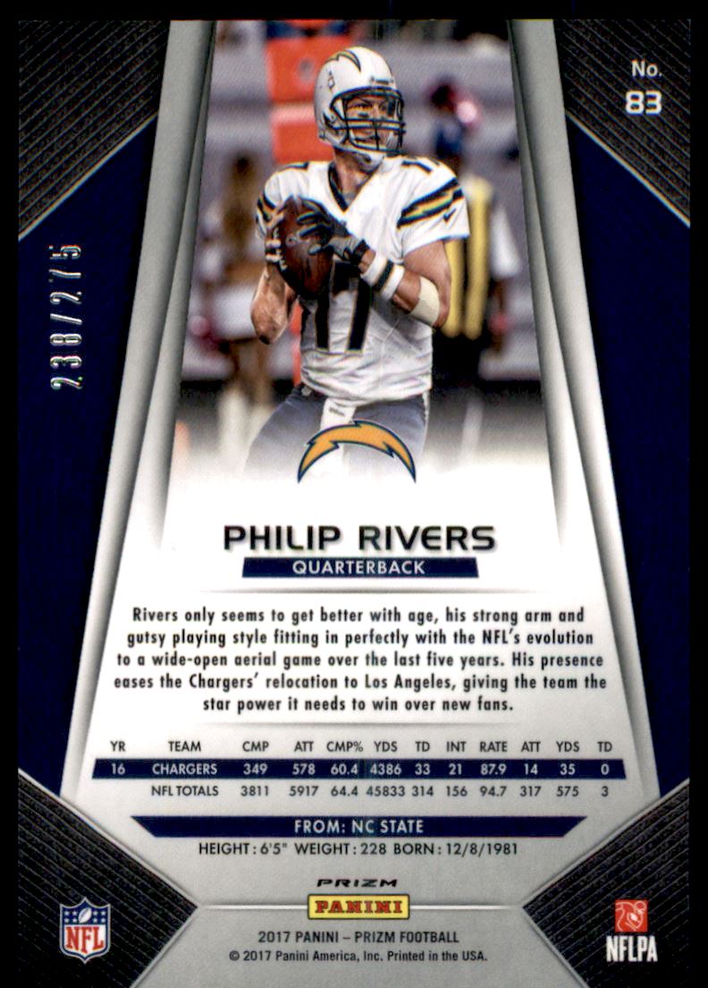2017 Panini Prizm Prizms Orange #83 Philip Rivers