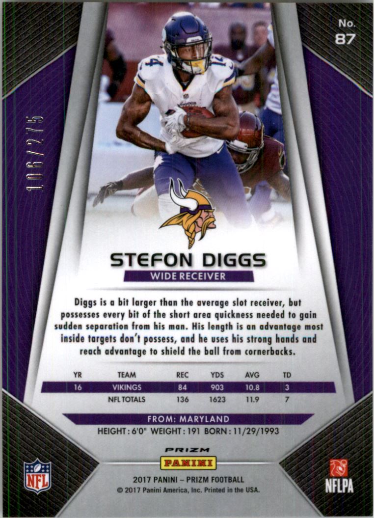 2017 Panini Prizm Prizms Orange #87 Stefon Diggs