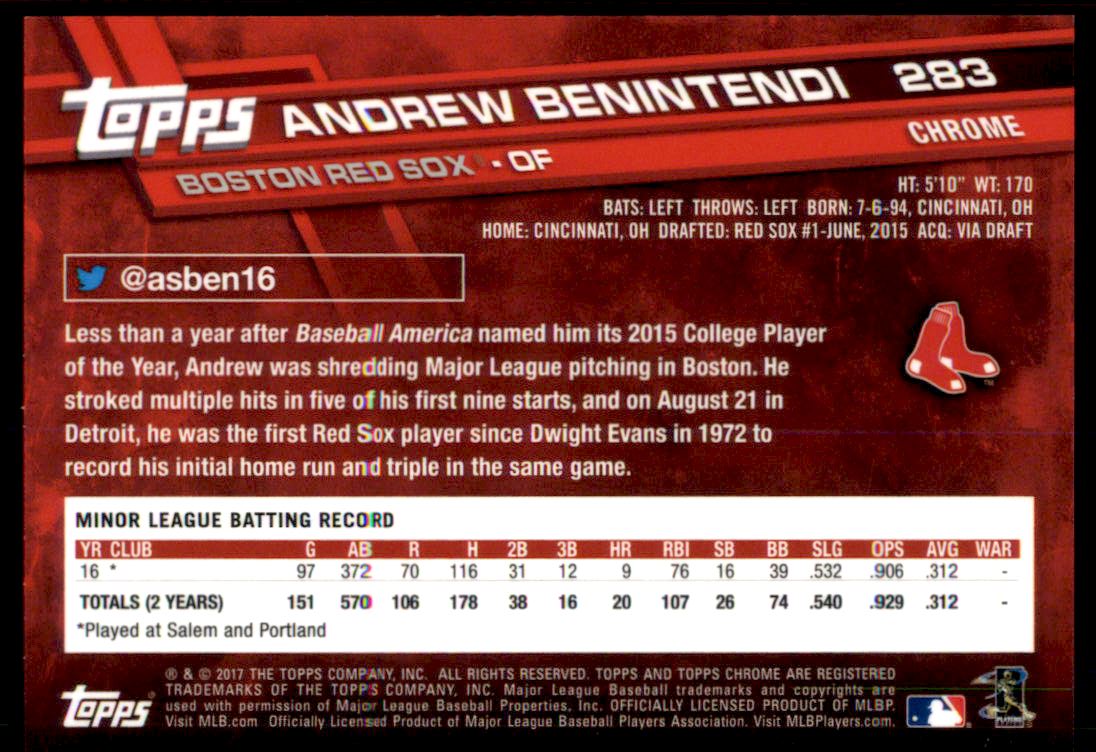 2017 Topps Chrome Sapphire Edition #283 Andrew Benintendi