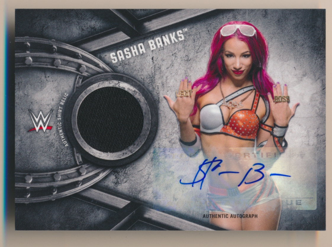 2017 Topps WWE Then Now Forever Autographed Shirt Relics #NNO Sasha Banks