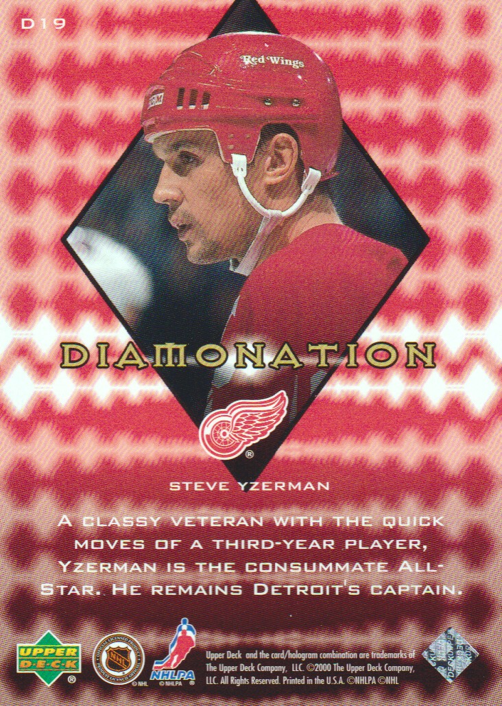 1999-00 Black Diamond Diamonation #D19 Steve Yzerman back image