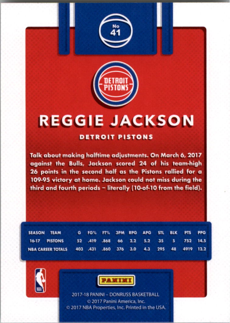 2017-18 Donruss #41 Reggie Jackson back image