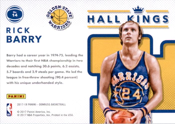 2017-18 Donruss Hall Kings Press Proof #14 Rick Barry back image
