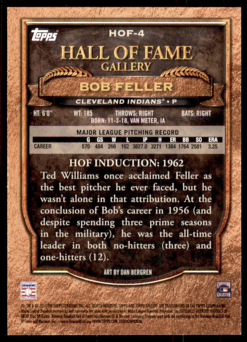 2017 Topps Gallery Hall of Fame Blue #HOF4 Bob Feller back image