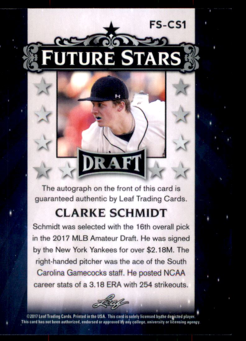 2017 Leaf Metal Draft Future Stars Wave #FSCS1 Clarke Schmidt back image