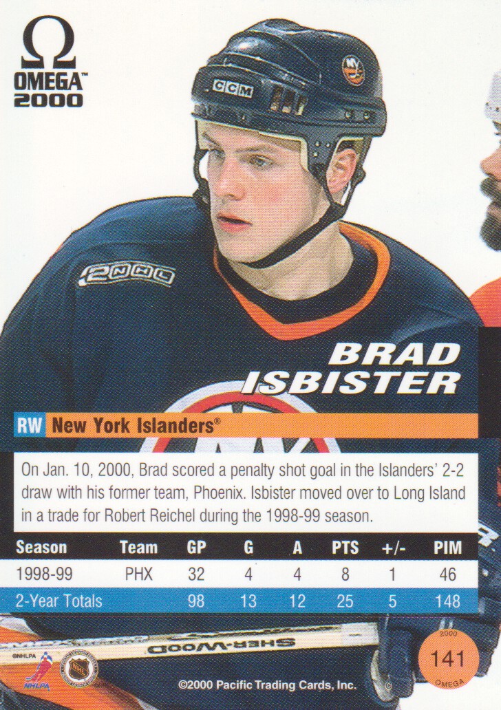 1999-00 Pacific Omega #141 Brad Isbister back image