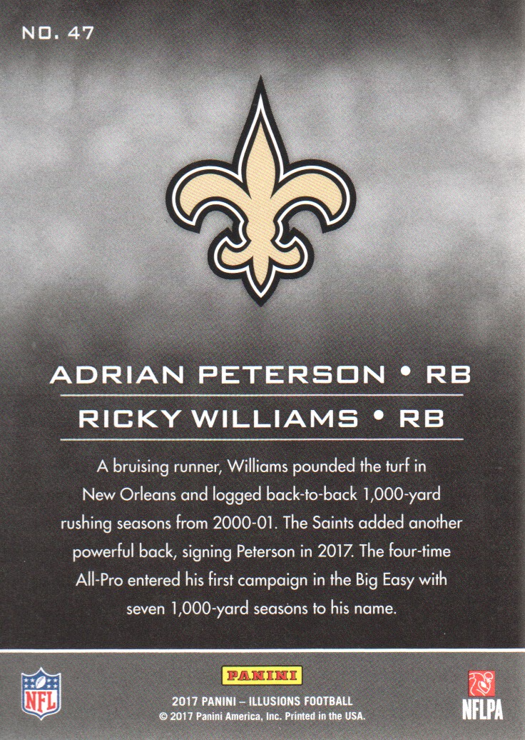 2017 Panini Illusions #47 Ricky Williams/Adrian Peterson back image