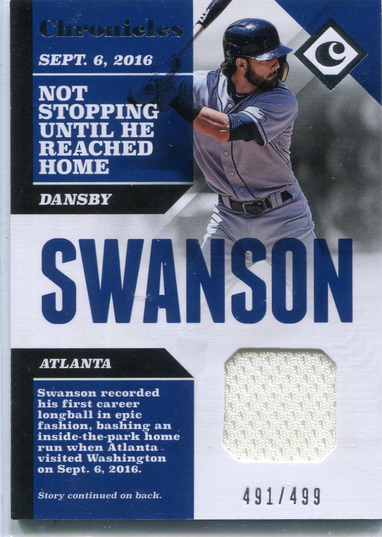 2017 Panini Chronicles Swatches #28 Dansby Swanson/499
