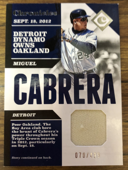 2017 Panini Chronicles Swatches #31 Miguel Cabrera/499